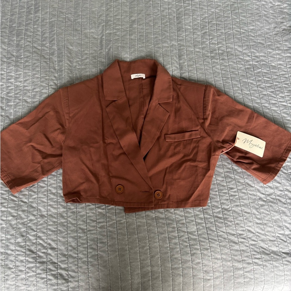 NWT Mayblanc Rust Blazer with Collar & Shoulder Pads
